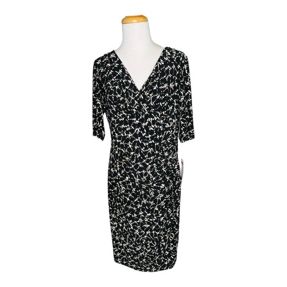 Lauren Ralph Lauren 3/4 Sleeve Faux Wrap Black-white Pattern Work/Office Dress - Picture 1 of 8